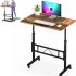 Klvied Small Standing Desk Adjustable Height, Mobile Desk for Sitting and Standing, Rolling Stand Up Desk with Wheels, Portable Laptop Table, Standing Computer Desk for Walking Pad (Brown)