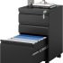 MIIIKO File Cabinet 3 Drawers on Wheels Under Desk, Black Metal Rolling File Cabinets with Lock for Home Office, Un-Assembled Filing Cabinet with Lock